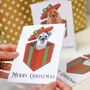 Cute Dog In Present Christmas Card, thumbnail 10 of 12