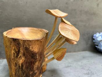 Mushroom Tealight Incense Holder Handmade Teak Wooden Gift, 6 of 7