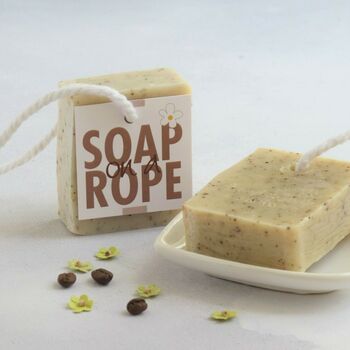 Personalised Coffee Scrub Soap On A Rope Gift, 3 of 6