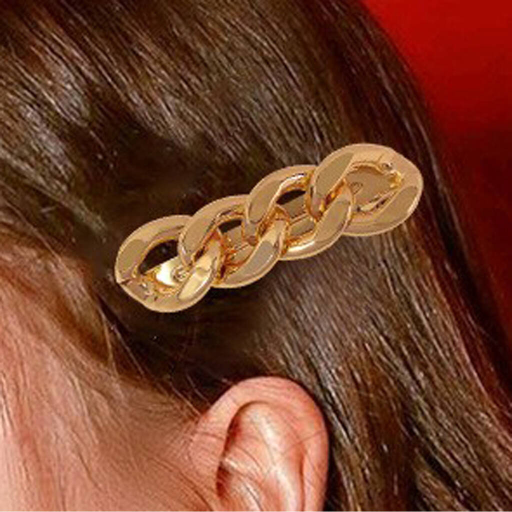 Chunky Gold Chain Link Hair Barrette Slide By Vintage By Gaamaa | notonthehighstreet.com