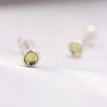 Tiny Sterling Silver Genuine Peridot Tiny Stud Earrings, 4 of 9