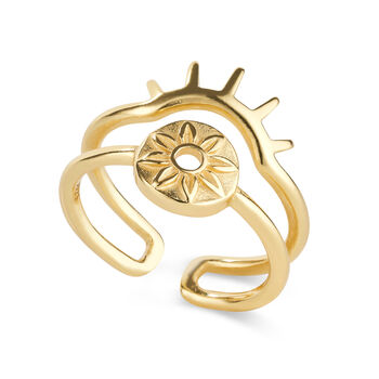 14 K Dainty Gold Double Band Star Ring, 2 of 6