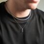 Silver Matte Bar Pendant Necklace For Men, thumbnail 8 of 10
