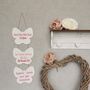 Baby Birth Details Wall Hanging Pink White Butterfly, thumbnail 7 of 8
