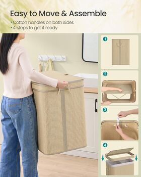 Laundry Basket Bamboo Hamper With Lid, 4 of 5