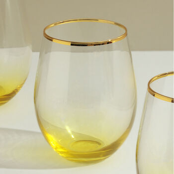 G Decor Set Of Four Lazaro Yellow Ombre Tumbler Glasses, 2 of 5