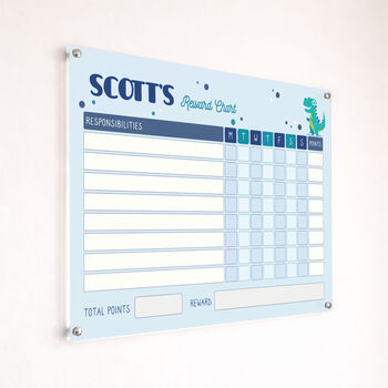 Personalised Acrylic Dinosaur Themed Kids Responsibility Chart, 3 of 7