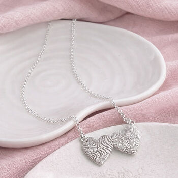 Personalised Fingerprint Double Heart Necklace, 2 of 6