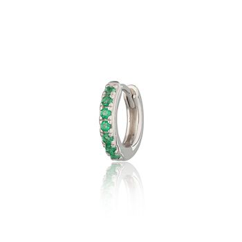 Green Stone Single Cartilage Hoop Earring, 7mm, 3 of 6
