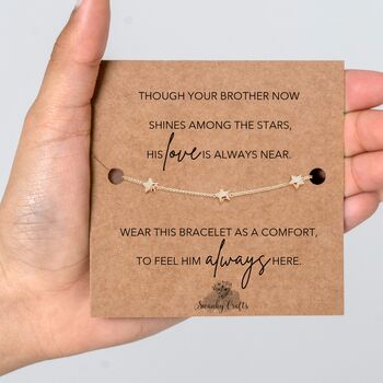 Brother Memorial Gift With A Gold Plated Or Silver Plated Star Bracelet And Card, 2 of 4