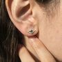 Dainty Evil Eye Gold Plated Minimalist Stud Earrings, thumbnail 4 of 4