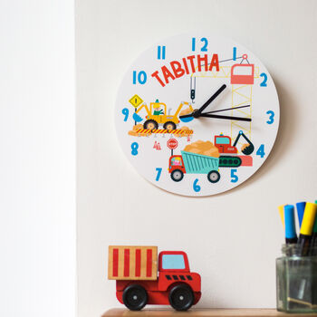 Children's Personalised Construction Site Bedroom Clock, 5 of 5