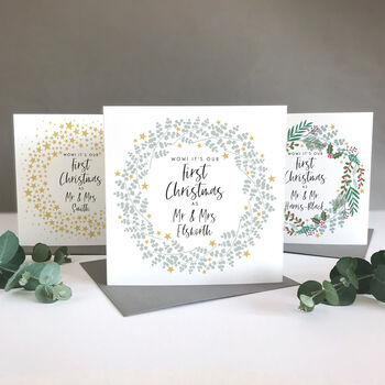 Our First Married Christmas Eucalyptus Card, 3 of 5