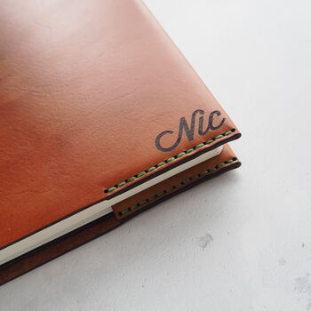 Monogrammed A5 Leather Journal Cover, 3 of 6