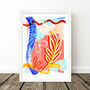 Abstract Blue And Orange Leaf Shape Art Print, thumbnail 8 of 11