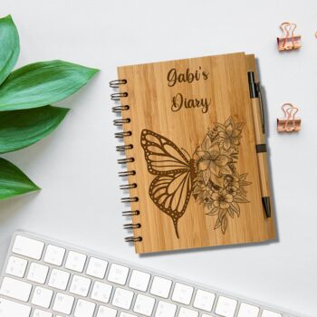 Personalised Bamboo Floral Butterfly Notebook Eco Paper, 2 of 6