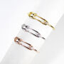Safety Pin Cz Rings, Rose Or Gold Plated 925 Silver, thumbnail 6 of 11
