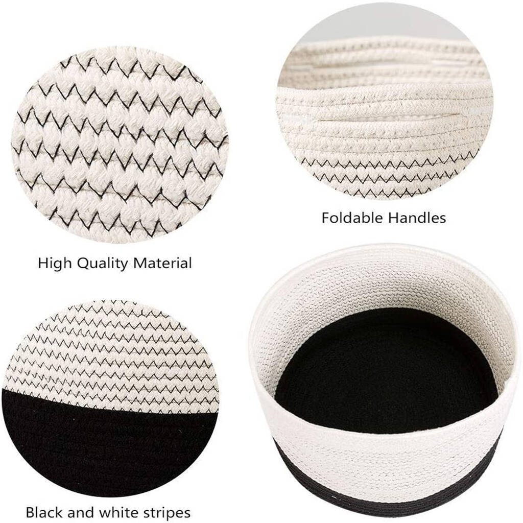 Cotton Rope Indoor Planter Basket Black And White By Momentum
