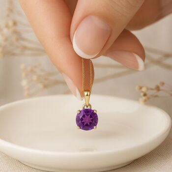 Personalised 9ct Yellow Gold Amethyst Pendant Necklace: February Birthstone Gift – 5mm, 3 of 12