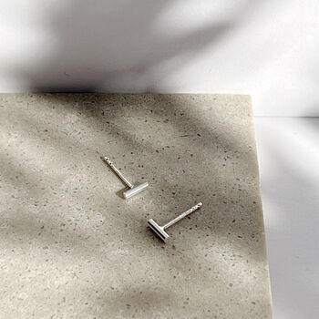 Sterling Silver Bar Studs, 3 of 6