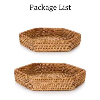 Set Of Two Hexagon Woven Rattan Serving Tray, 2 of 7