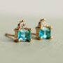 Aquamarine Art Deco Sterling Silver Stud Earrings, thumbnail 1 of 5