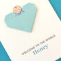 New Baby Boy Origami Heart Card, thumbnail 8 of 8