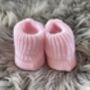Pink Knitted Baby Booties With Pom Pom, thumbnail 6 of 8