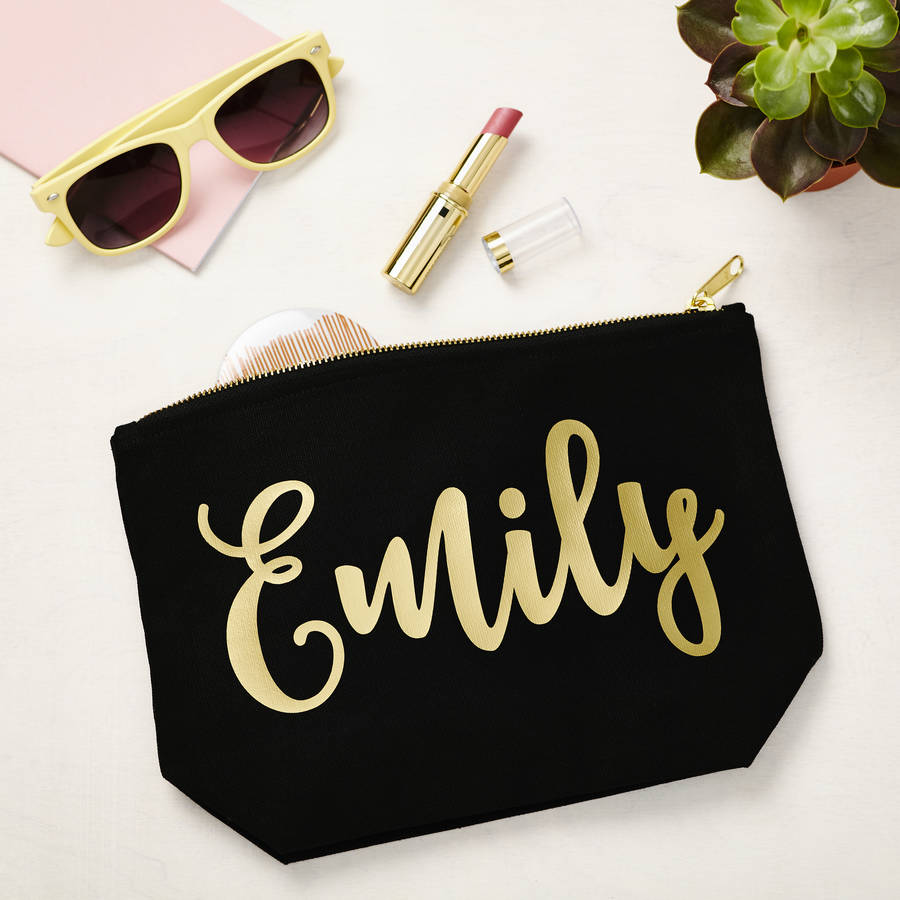 Black Make Up Case With Gold Name