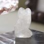 Rose Quartz / Clear Quartz Cat Carved Gemstone, thumbnail 4 of 7