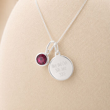 Personalised Sterling Silver July Birthstone Ruby Pendant Necklace, 3 of 9
