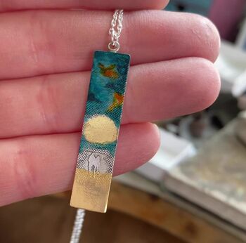 Blue Sky Love Necklace With Couple Watching The Sunset, 2 of 5