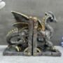 Pair Of Steampunk Dragon Bookends – Silver And Gold Retro, thumbnail 12 of 12