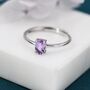 Sterling Silver Natural Amethyst Oval Ring, thumbnail 4 of 11