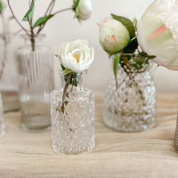 Textured Mini Glass Bottle Vase Nine.5cm Wedding Vase, 2 of 4