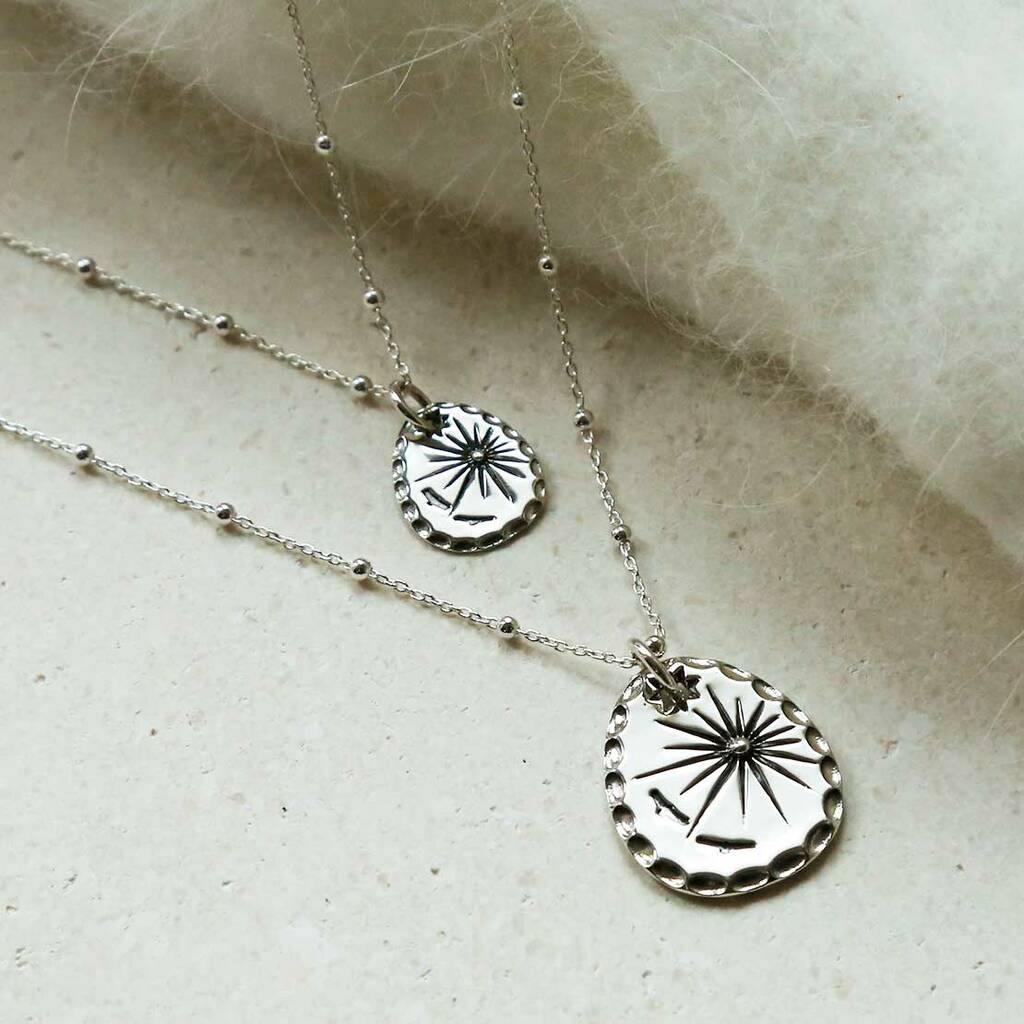 Sterling Silver Engraved Small Sunburst Pendant By Martha Jackson 