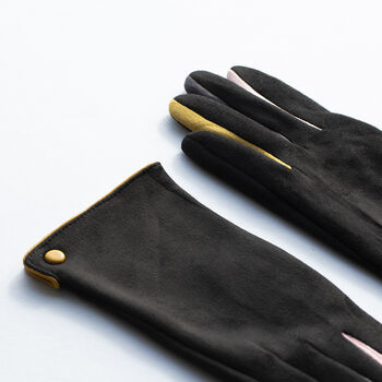 Colour Pop Suede Effect Soft Lining Touch Screen Gloves, 4 of 11