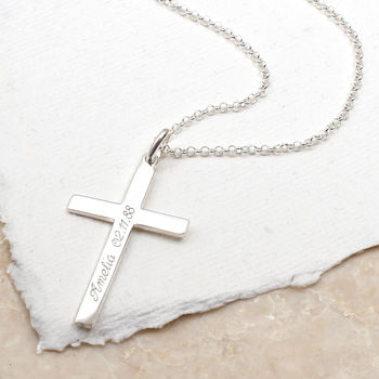 Personalised Sterling Silver Cross And Chain, 2 of 7