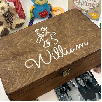 New Baby Personalised Wooden Keepsake Box, 3 of 9