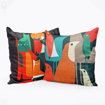 Abstract Cat And Bird Cushion Set, 4 of 12