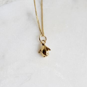 Tiny Penguin Charm Necklace Gold Vermeil, 2 of 8