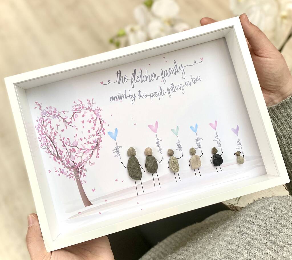 Personalised Family Balloon Tree Pebble Picture, 1 of 5