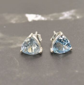 Blue Topaz Sterling Silver Stud Earrings, 5 of 12