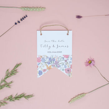 Wildflower Country Meadow Wedding Save The Date Flag, 2 of 3