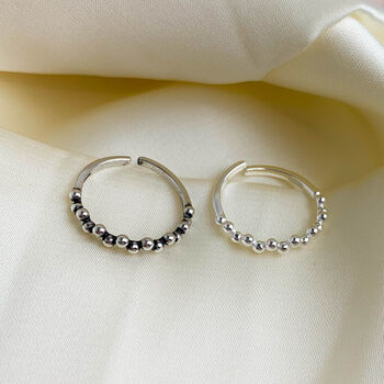 Sterling Silver Bubble Design Adjustable Ring, 3 of 4