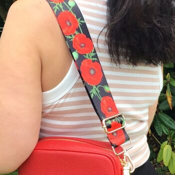 Poppy Print Bag Strap | Extra Long Crossbody Replacement Bag Strap, 4 of 5