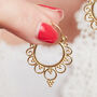 Gold Plated Silver Filigree Sleeper Hoops, thumbnail 7 of 9