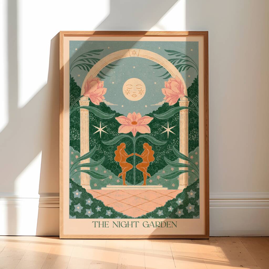 The Night Garden, Floral Moon Botanical Art Print, 1 of 3