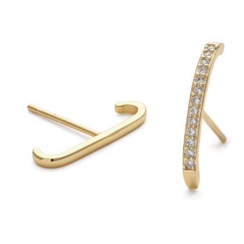 14 K Gold Plated Small Bar Stud Earrings, 3 of 5