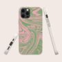 Green And Pink Marble Biodegradable Phone Case, thumbnail 1 of 8